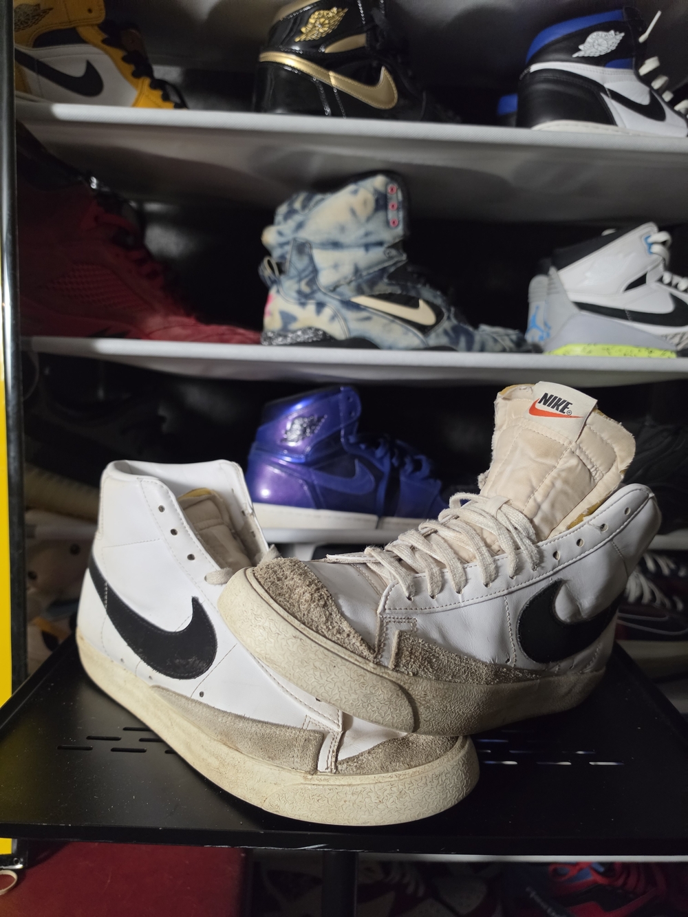 🔥 Nike Blazer Mid Vintage White Black Sneakers Hi Top Size 11